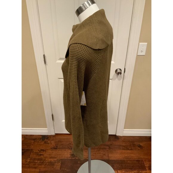 Michael Kors Olive Green Waffle Knit Cowl Neck Sweater, Size Small - Picture 5 of 7